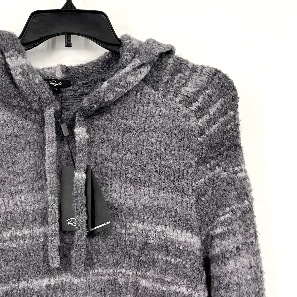 RAILS Men's Long Sleeve Rollins Hoodie Sweater Medium Storm Gray Boucle Knit NWT