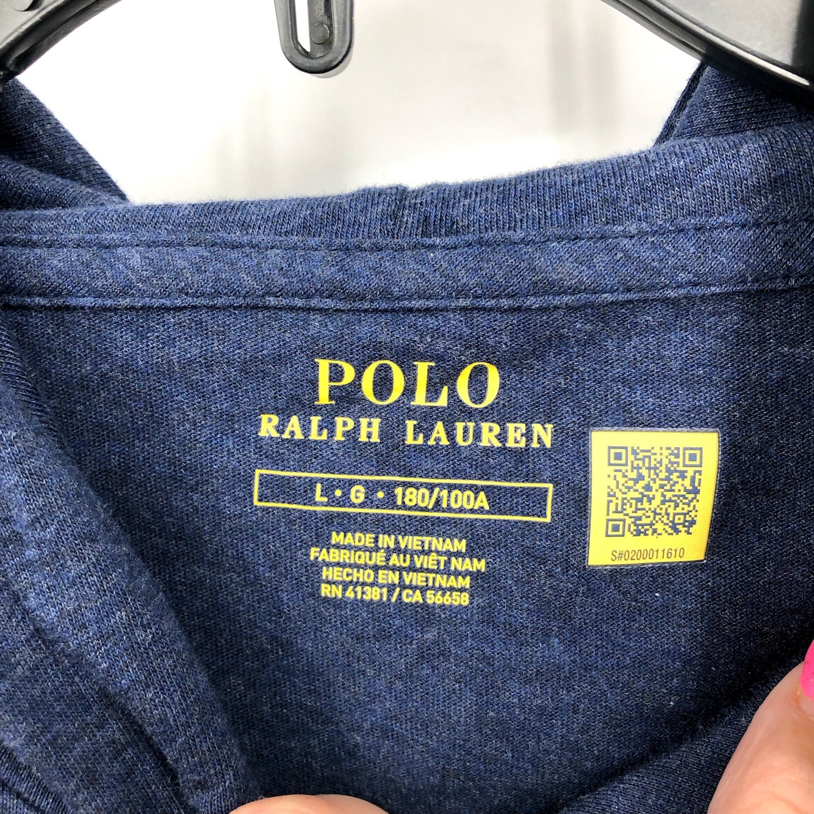 POLO RALPH LAUREN Mens Jersey Hoodie Tshirt Large Navy Blue Long Sleeve NWT
