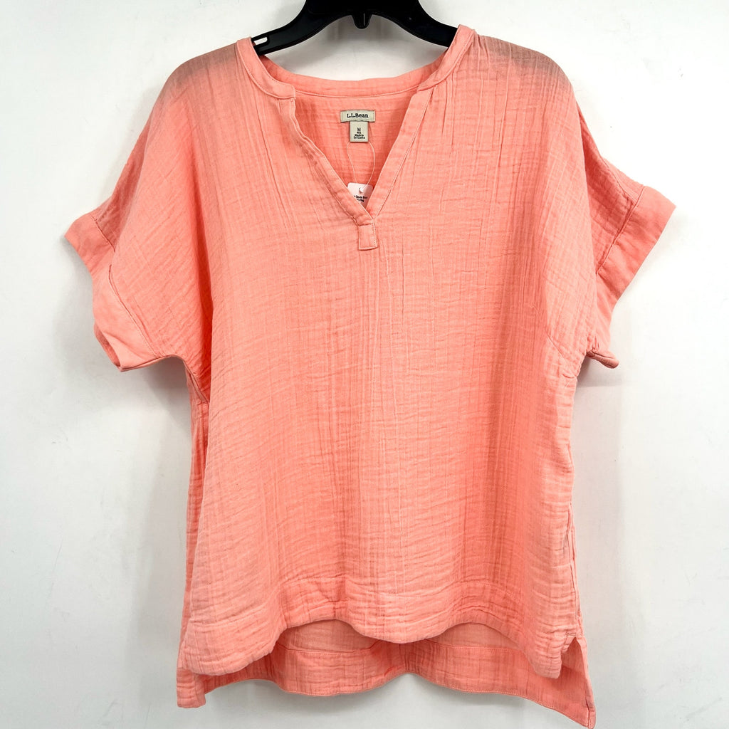 L.L. BEAN Women's Cloud Gauze Short Sleeve Shirt Medium Reg Coral Quartz NWT