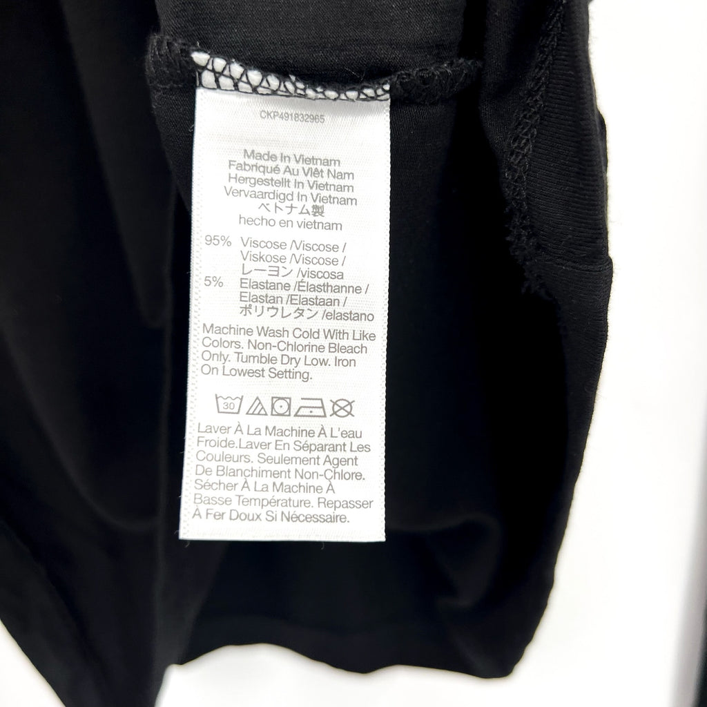 MADEWELL Women's Double V-Neck Top Small Jet Black Jersey Long Sleeve NT721 NWT