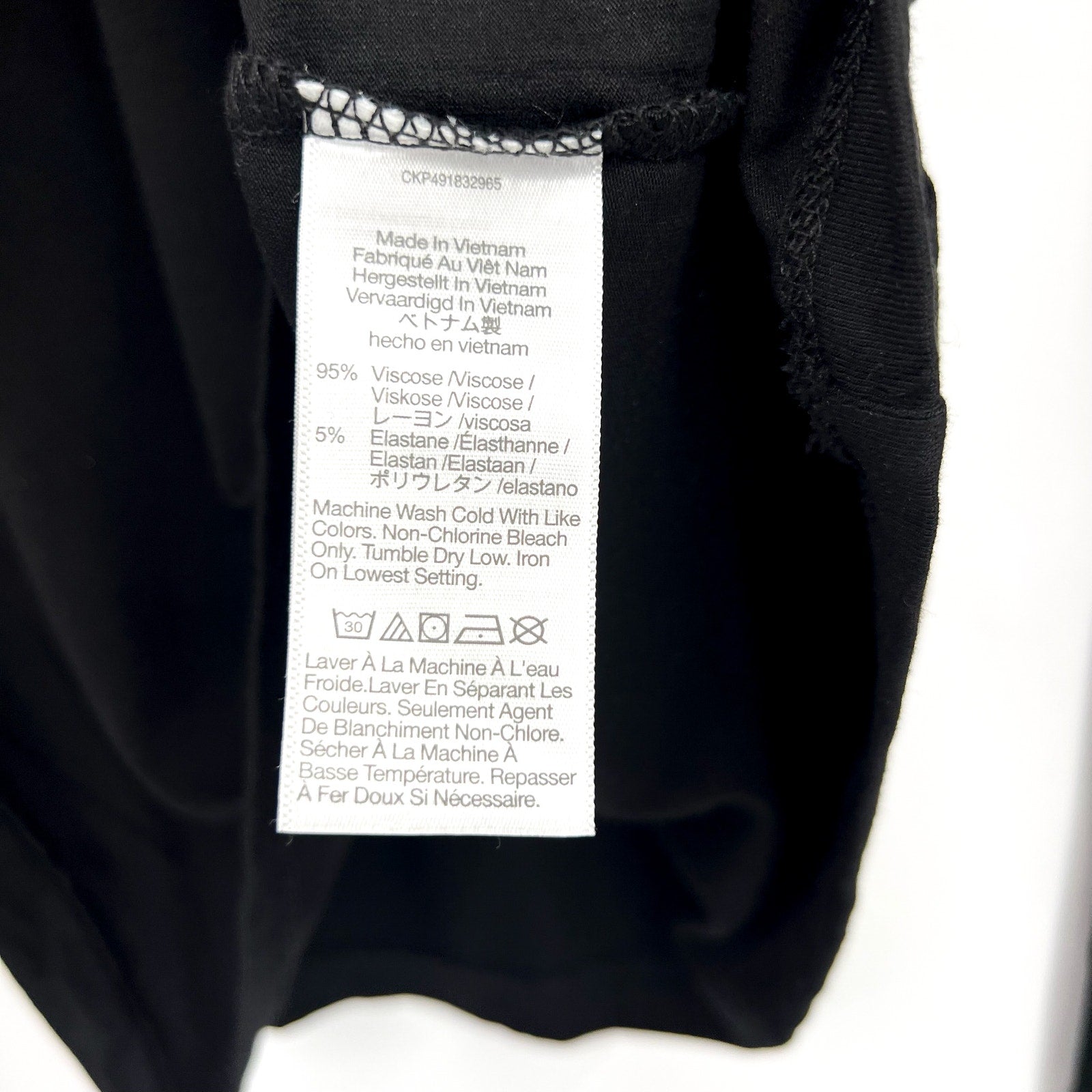 MADEWELL Women's Double V-Neck Top Small Jet Black Jersey Long Sleeve NT721 NWT