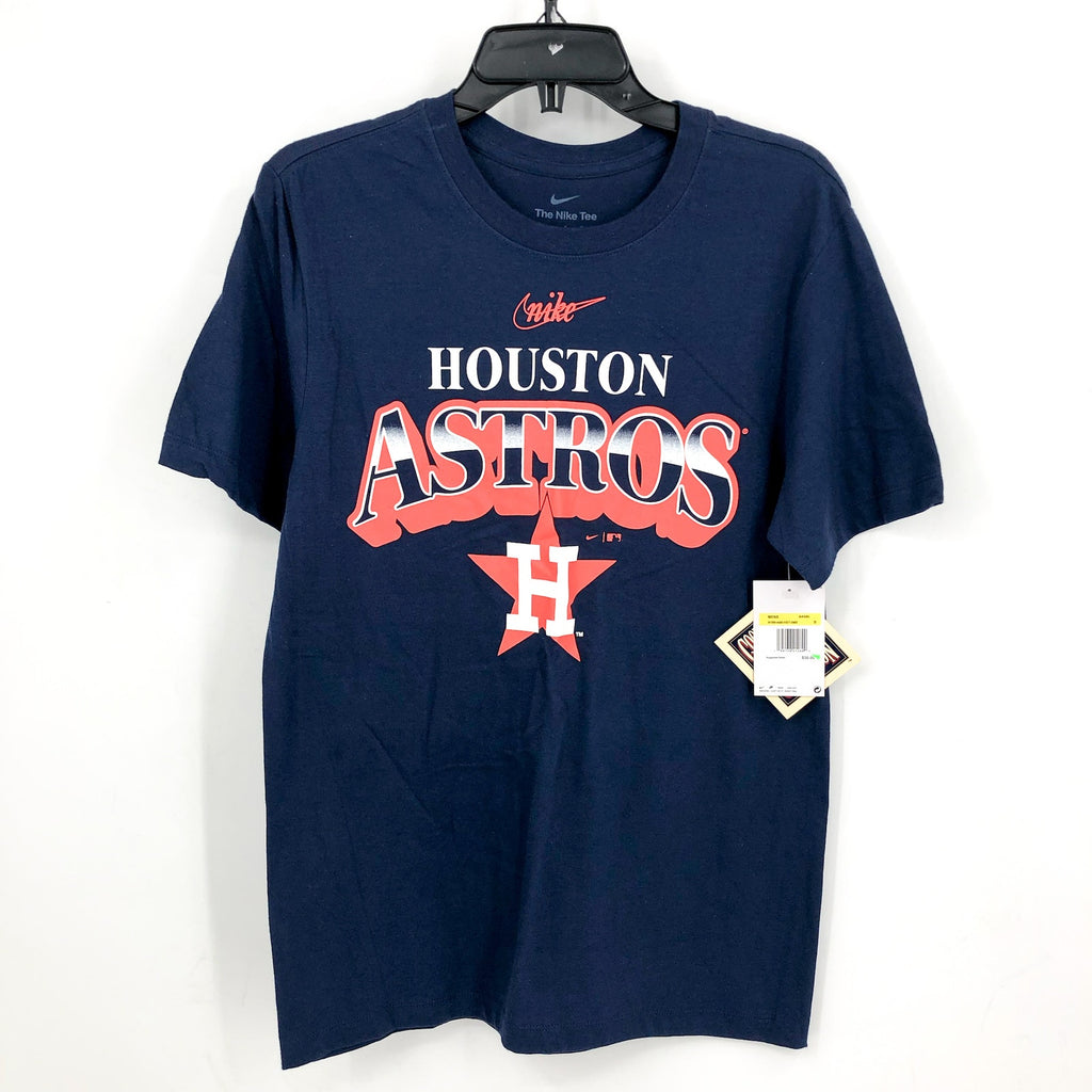 NIKE Mens Houston Astros Cooperstown Rewind Arch T-Shirt Small Navy Blue NWT