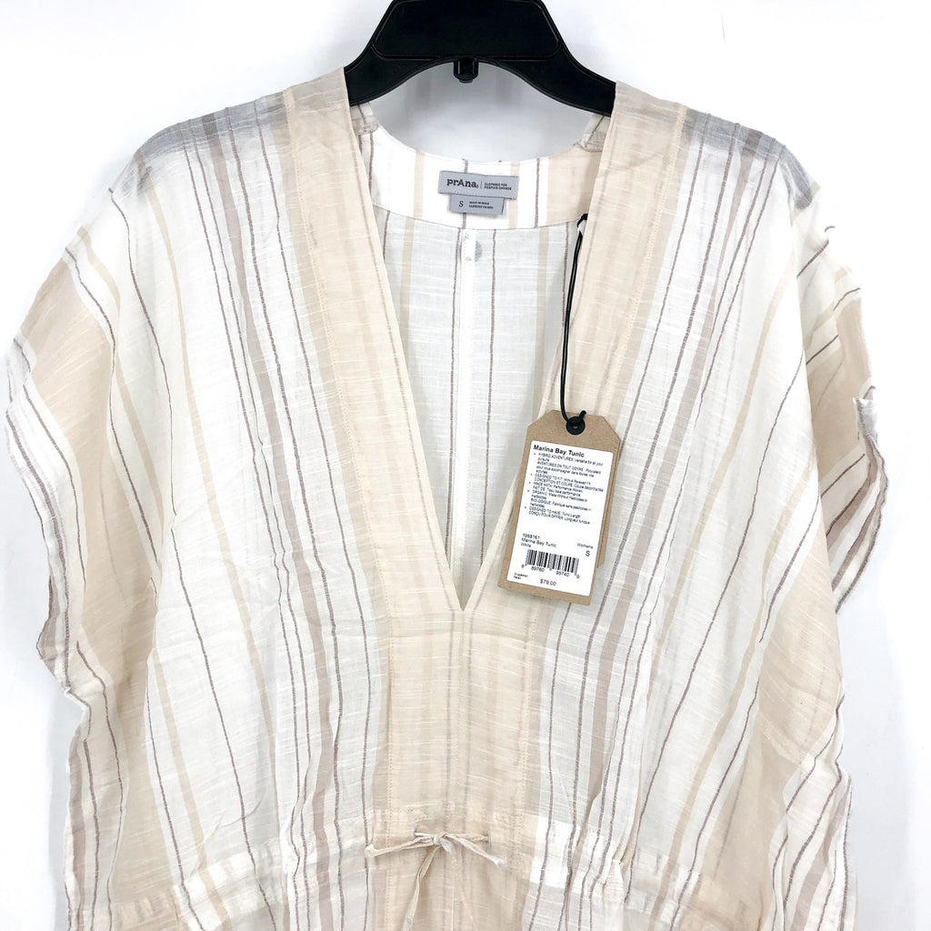 PRANA Women's Marina Bay Tunic Small White Swim Cover Up Short Sleeve NWT