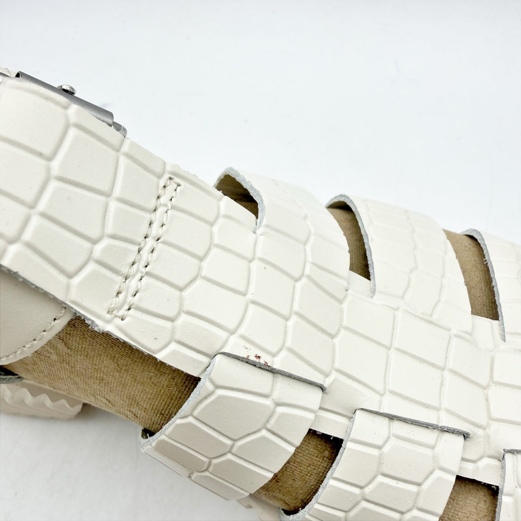 Sorel Womens Ona Streetworks Fisherman Sandals US 6 White Croc Leather NWOB