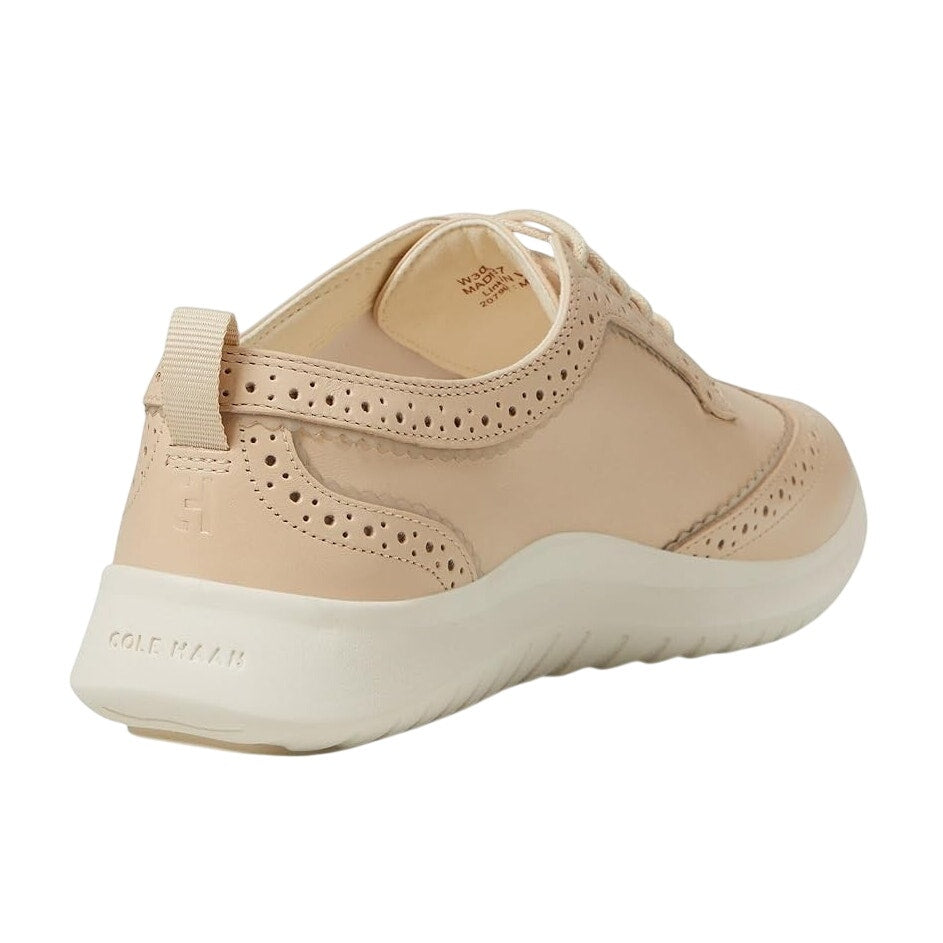 Cole Haan Women Zerogrand Meritt Wing Tip Oxford Shoe US 7.5 M Beige Leather NIB