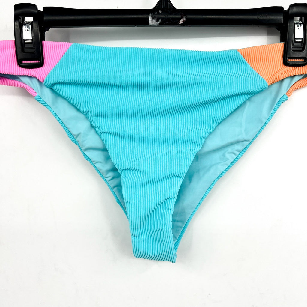 BEACH RIOT Women's Kimora Bikini Bottom Medium Blue Crush Colorblock NWT