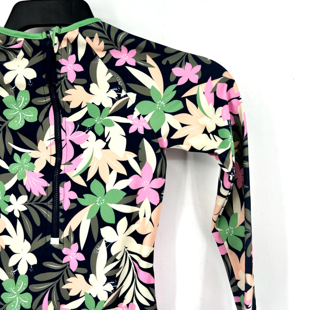 ROXY Girls Ilacabo Swimsuit Surfsuit Medium Navy Blue Floral Long Sleeve NWT