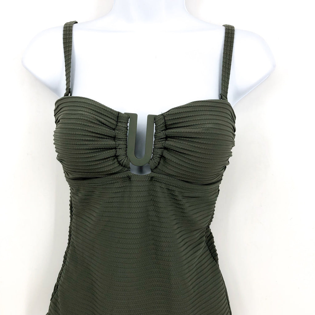 SEA LEVEL SWIM Spinnaker UBar Bandeau One Piece Swimsuit Size 6 Khaki Green NWOT