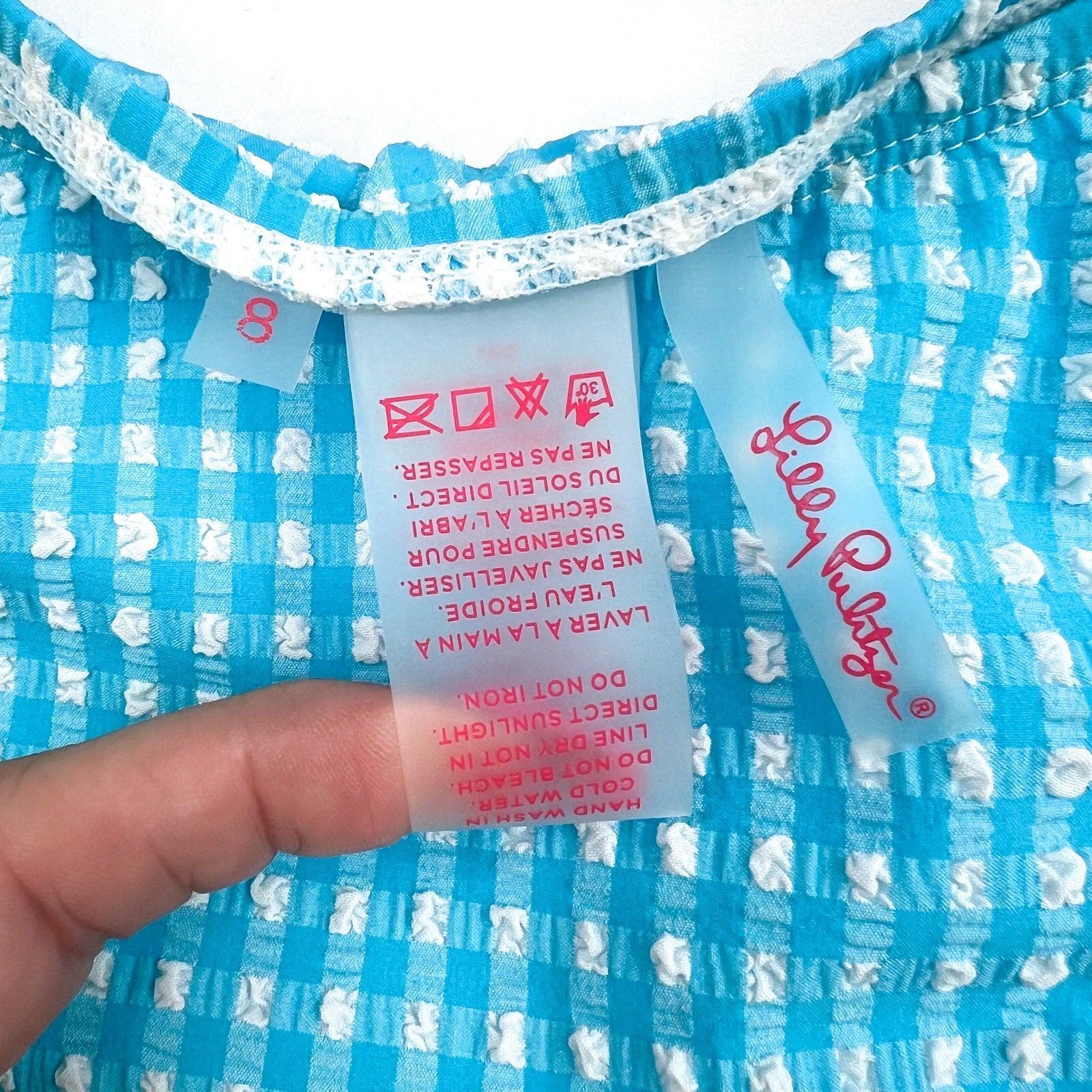 LILLY PULITZER Pico High-Cut Bikini Bottom SIZE 8 Blue Oasis Gingham NWT