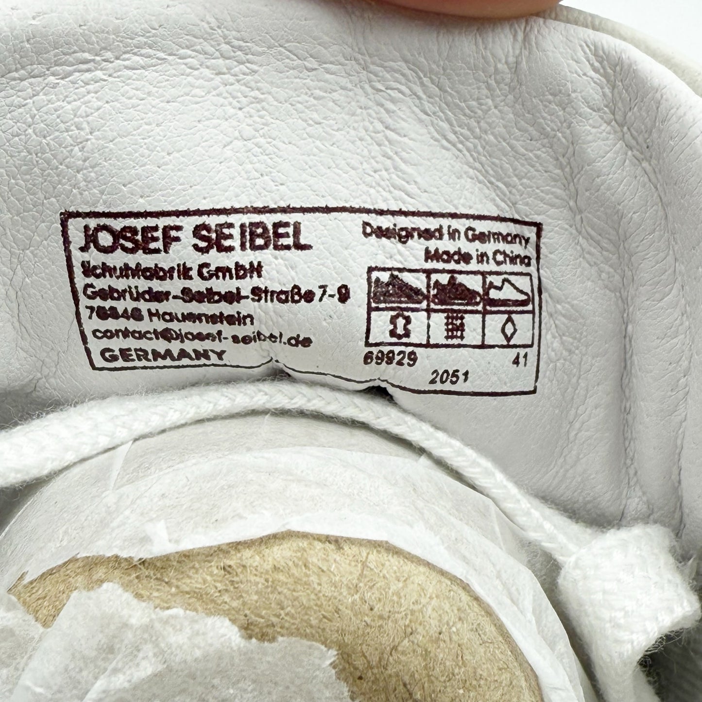 Josef Seibel Womens Claire 29 Sneakers EU 41 US 9.5 White Leather NWOB