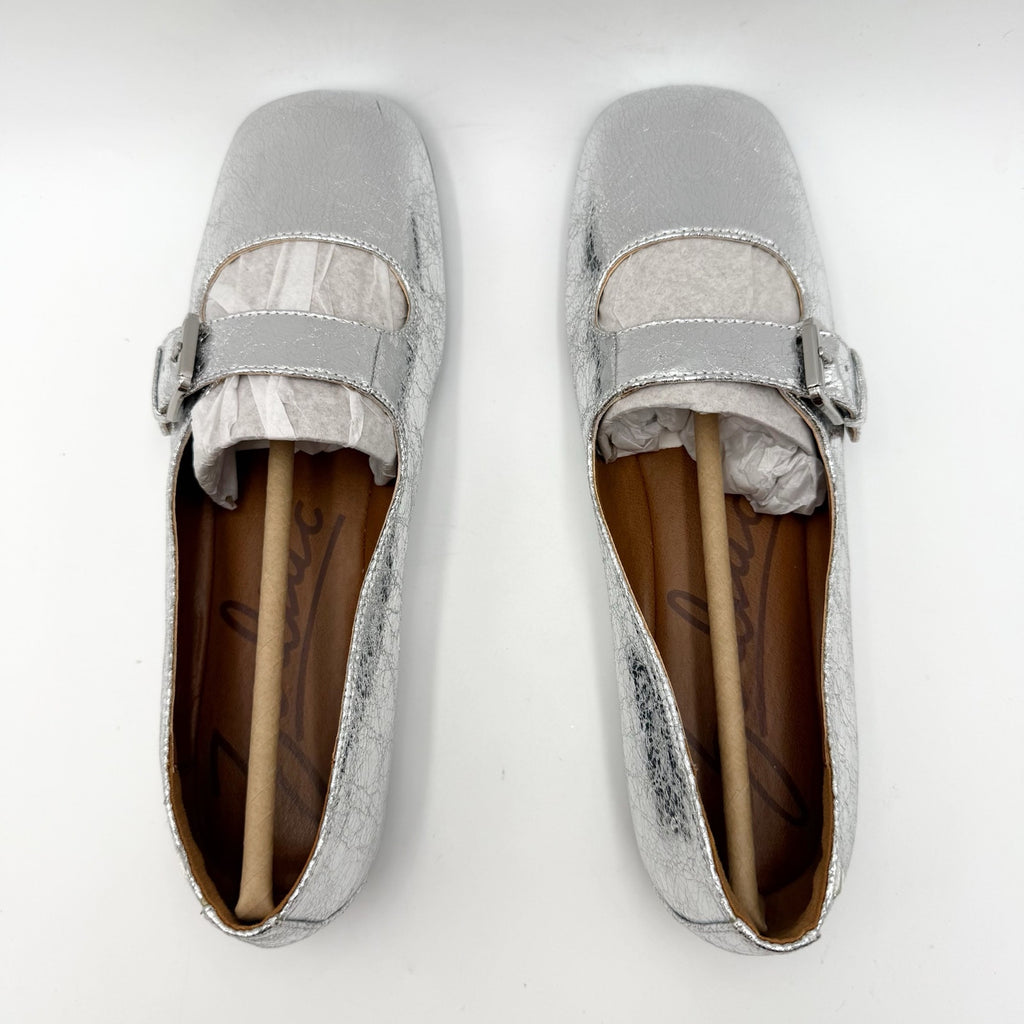 Zodiac Womens Indira Mary Jane Flats Size 7.5 M EU 38 Silver NIB