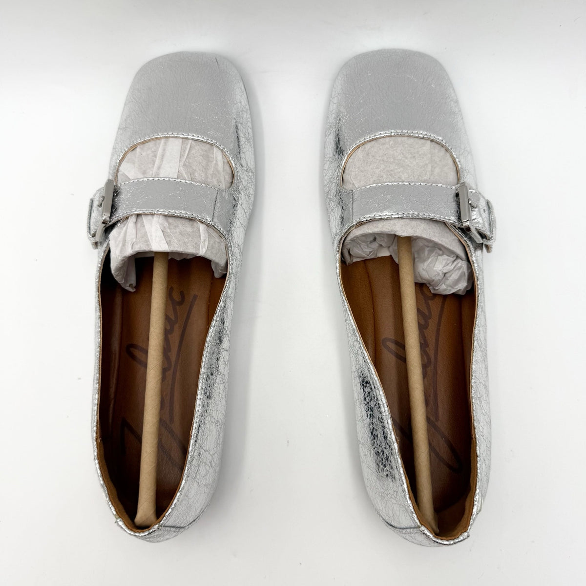 Zodiac Womens Indira Mary Jane Flats Size 7.5 M EU 38 Silver NIB