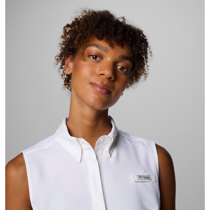 COLUMBIA Women's PFG Tamiami Shirt Large White Sleeveless Omni Shade NWT