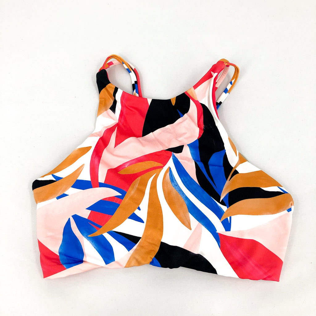 PRANA Women's Onyx Bay Bikini Top XS Tropics Print Floral High Neck NWT