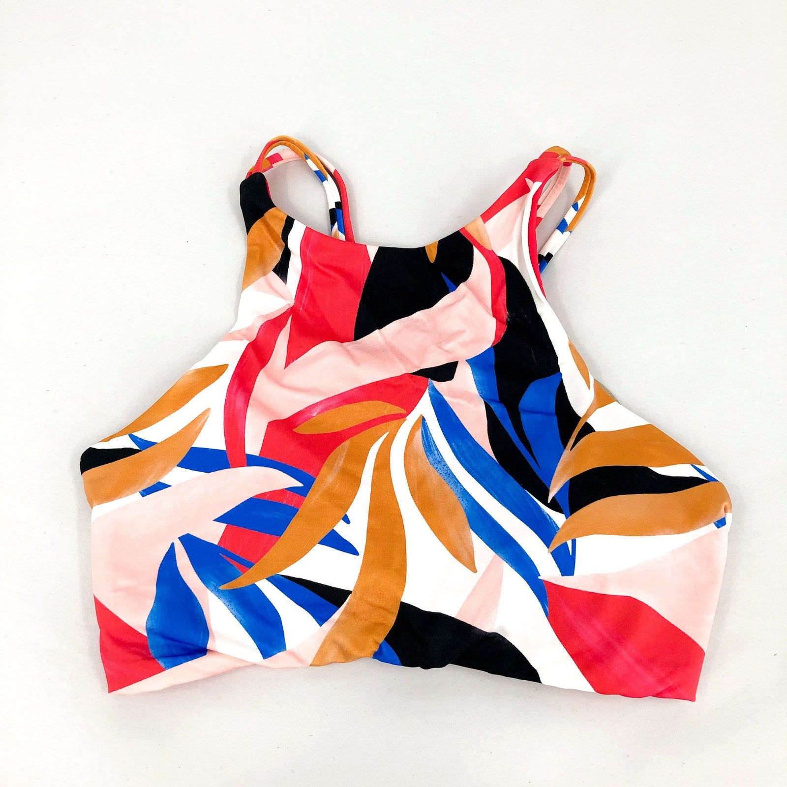 PRANA Women's Onyx Bay Bikini Top XS Tropics Print Floral High Neck NWT