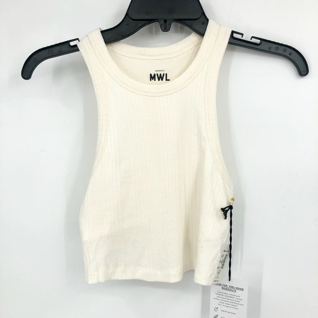 MADEWELL Women's Variegated Rib Crop Tank Small White Lighthouse NJ129 NWT
