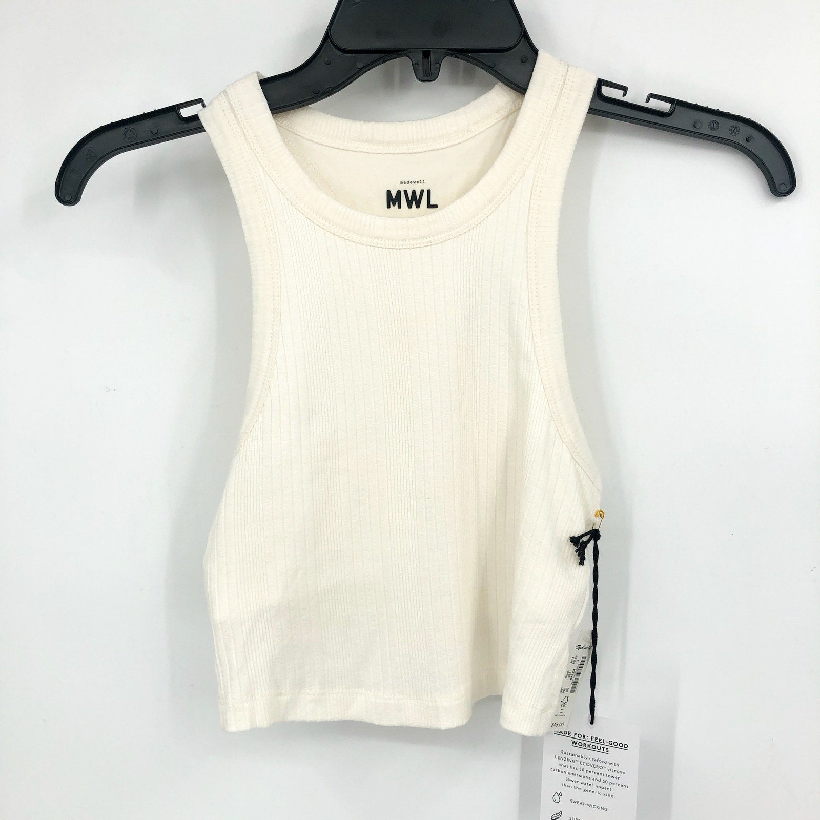 MADEWELL Women's Variegated Rib Crop Tank Small White Lighthouse NJ129 NWT