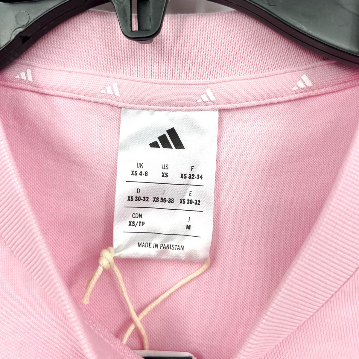 ADIDAS Women's Essentials 3-Stripes Cotton Tee XS Pink White Short Sleeve NWT