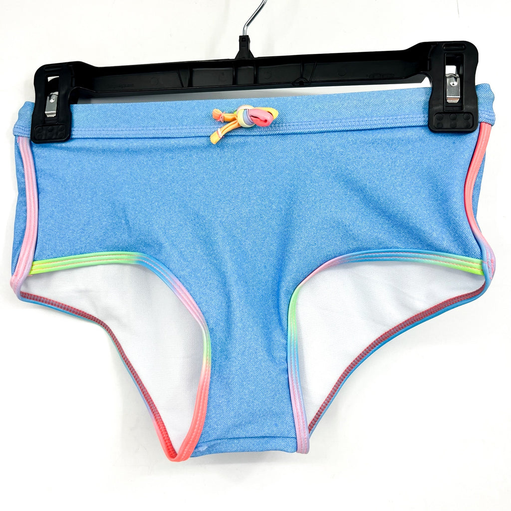 APPAMAN Girl's Stella Swimsuit Short Set Size 10 Blue Digital Denim UPF 50+ NWT