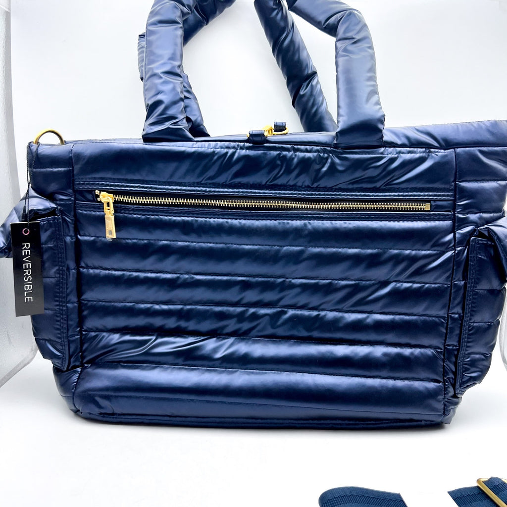 THINK ROYLN Women's Two Faced Reversible Tote Bag Dark Blue NWT