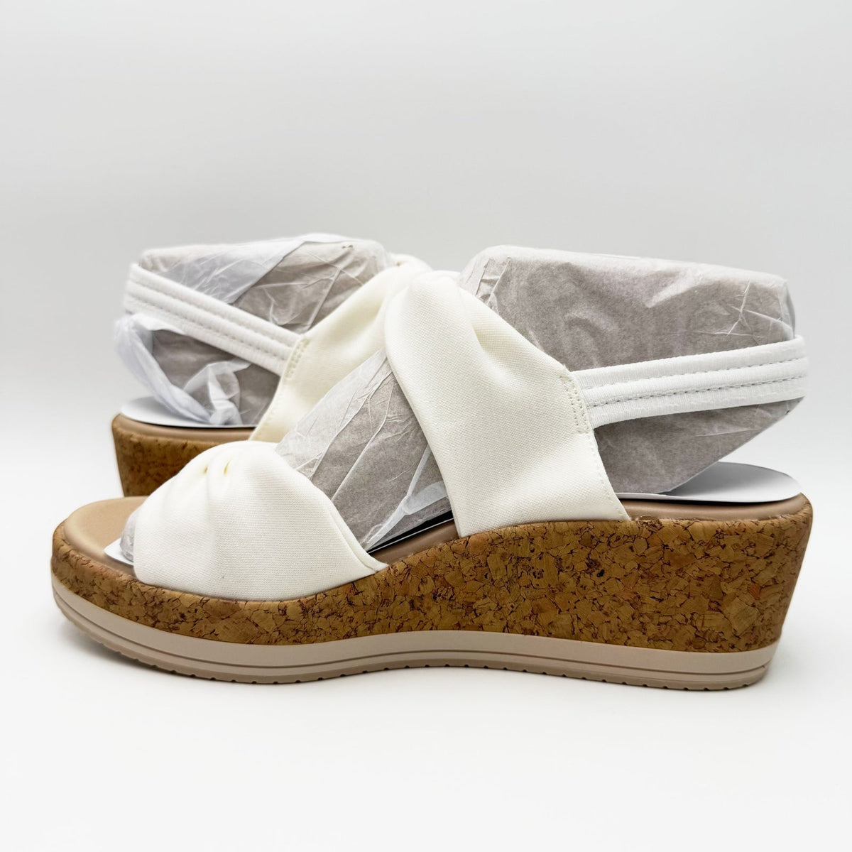 Bzees Womens Riley Slingback Wedge Sandals Size 8 Wide EU 38.5 White NIB