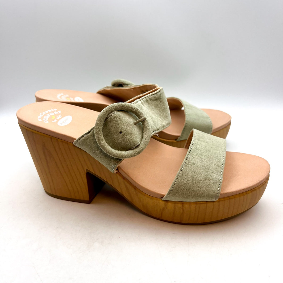 DR. SCHOLL'S Bayside Comfort Platform Sandals Size 11 Pistachio Green NWOB