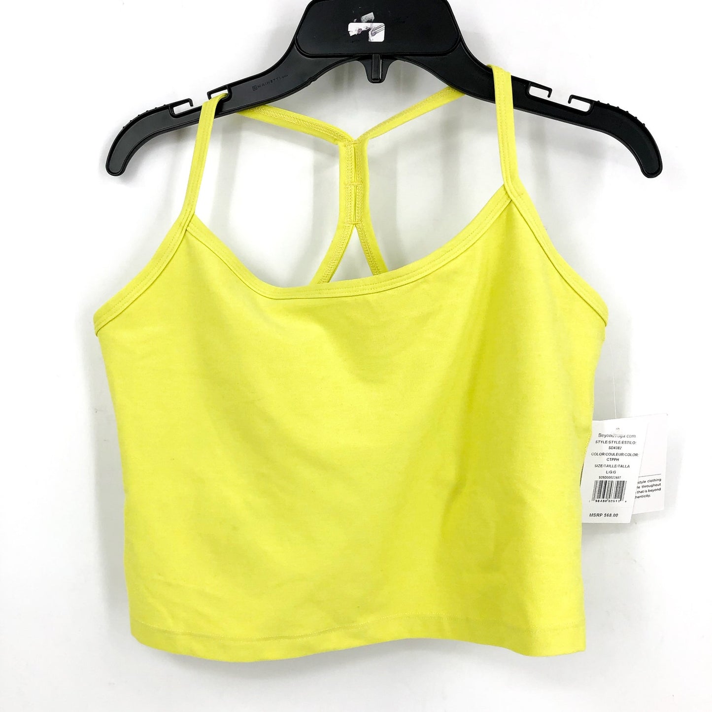 BEYOND YOGA Spacedye Slim Racerback Cropped Tank Large Neon Yellow NWT