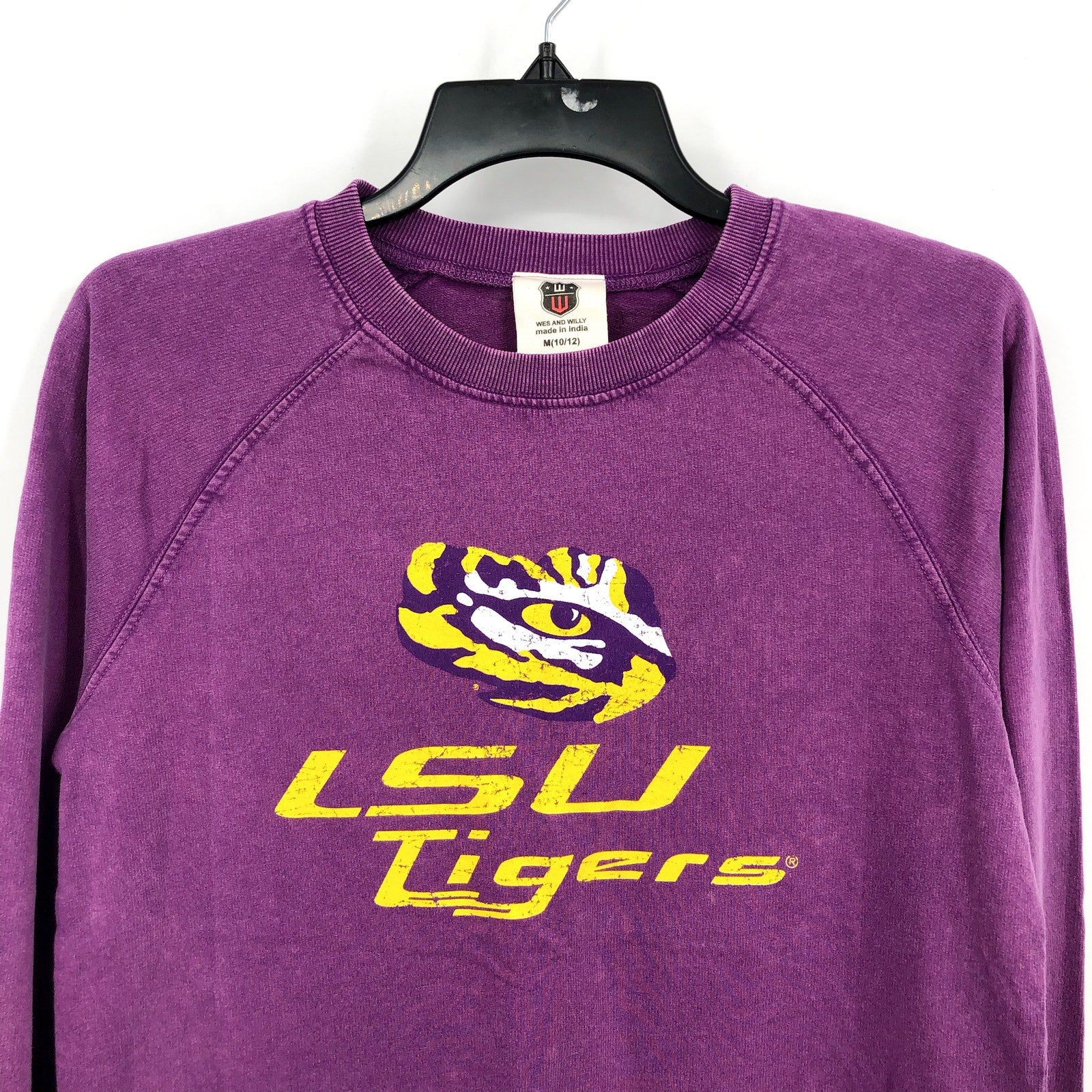 WES & WILLY Girls LSU Tigers Crewneck Sweatshirt Medium Purple Plum NWT BWLST