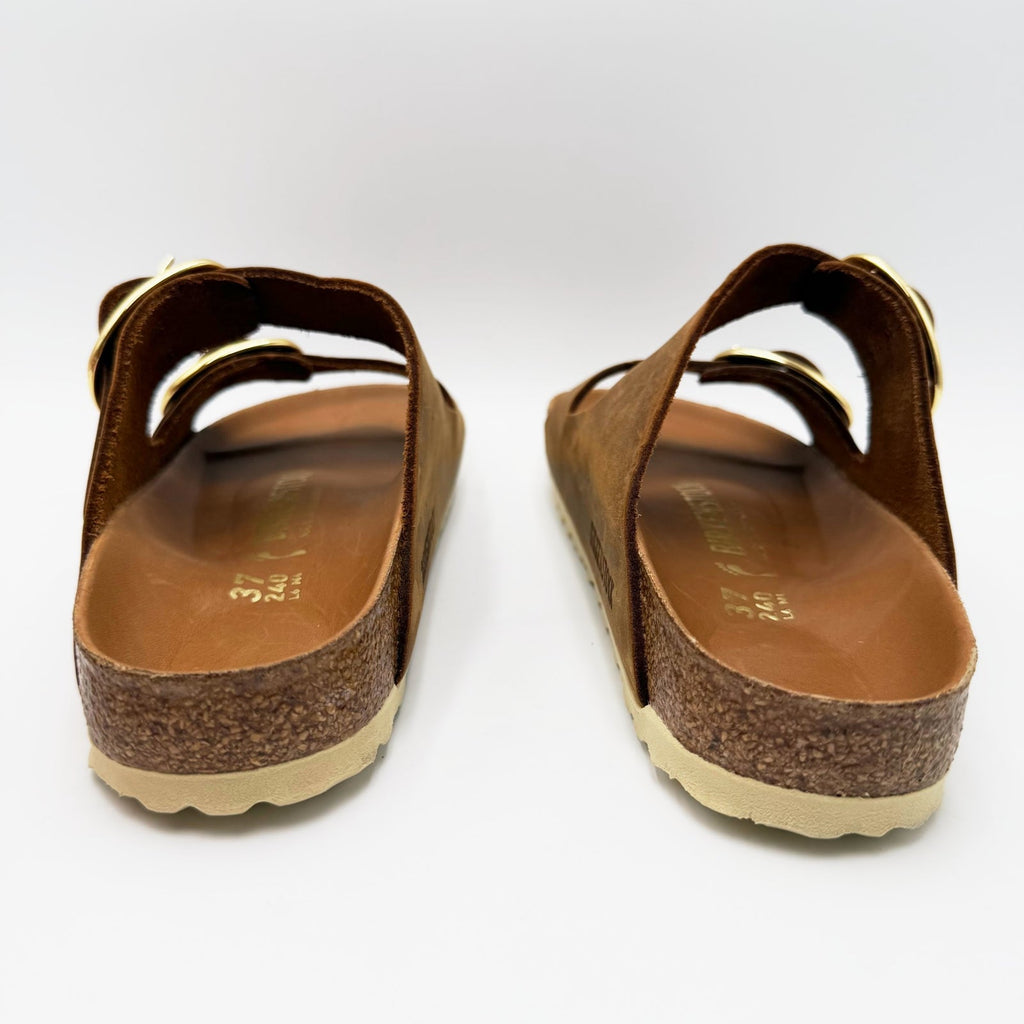 Birkenstock Womens Arizona Big Buckle Sandal EU 37 US 6 Narrow Brown Cognac NWOB