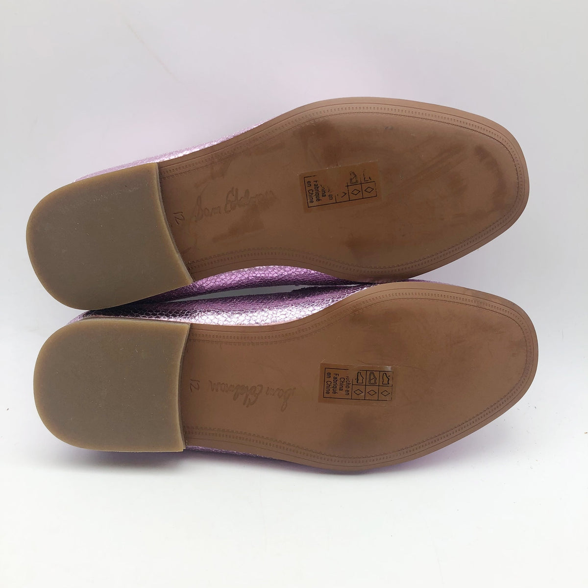 Sam Edelman Girls Loraine Slip On Loafers Kids Size 12 Metallic Lilac Purple NIB