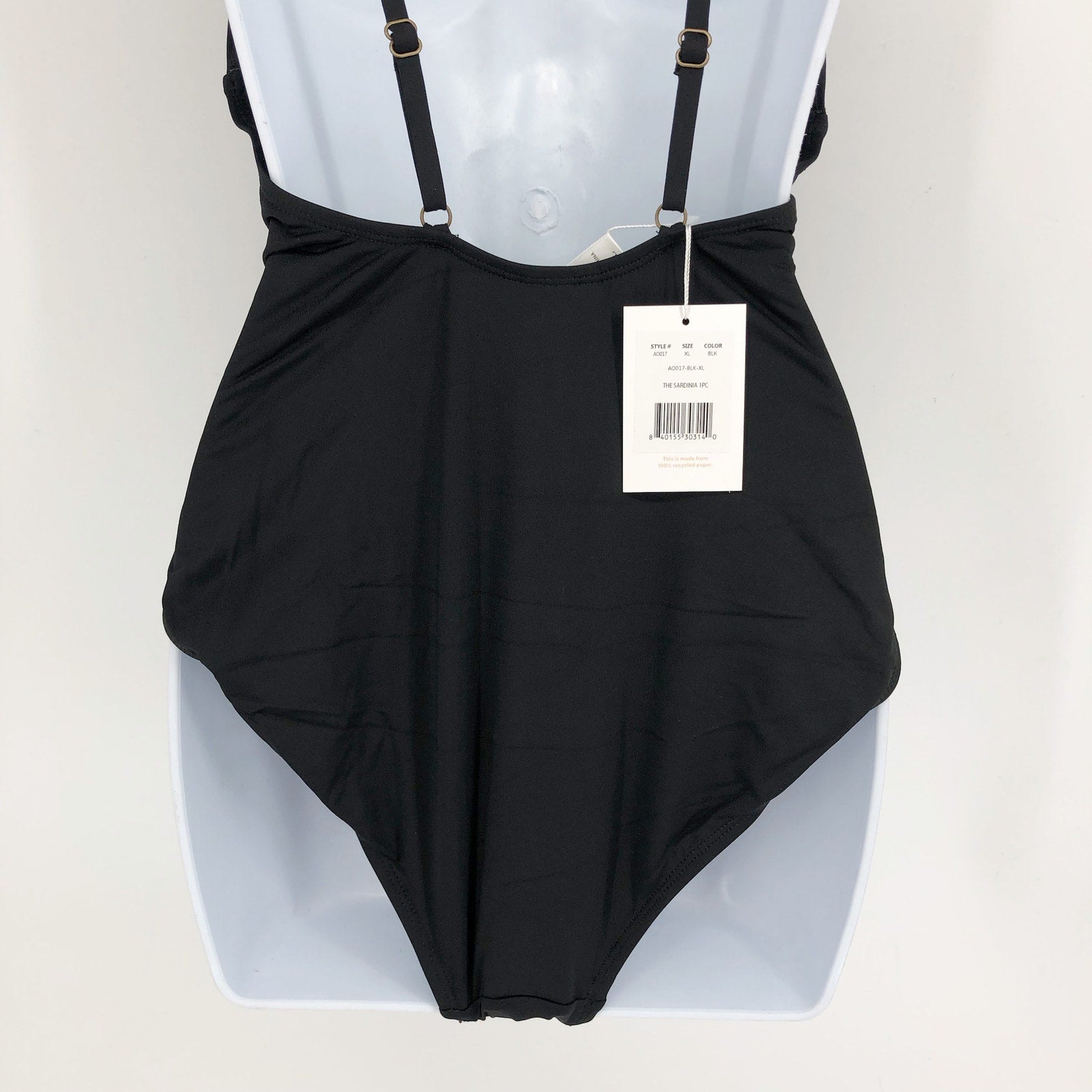 ANDIE SWIM Sardinia One Piece Swimsuit Size XL Flat Black Plunge V-Neck
