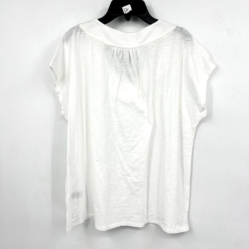 L.L BEAN Women's Organic Cotton V-Neck Cap-Sleeve Tee Large Reg White NWT