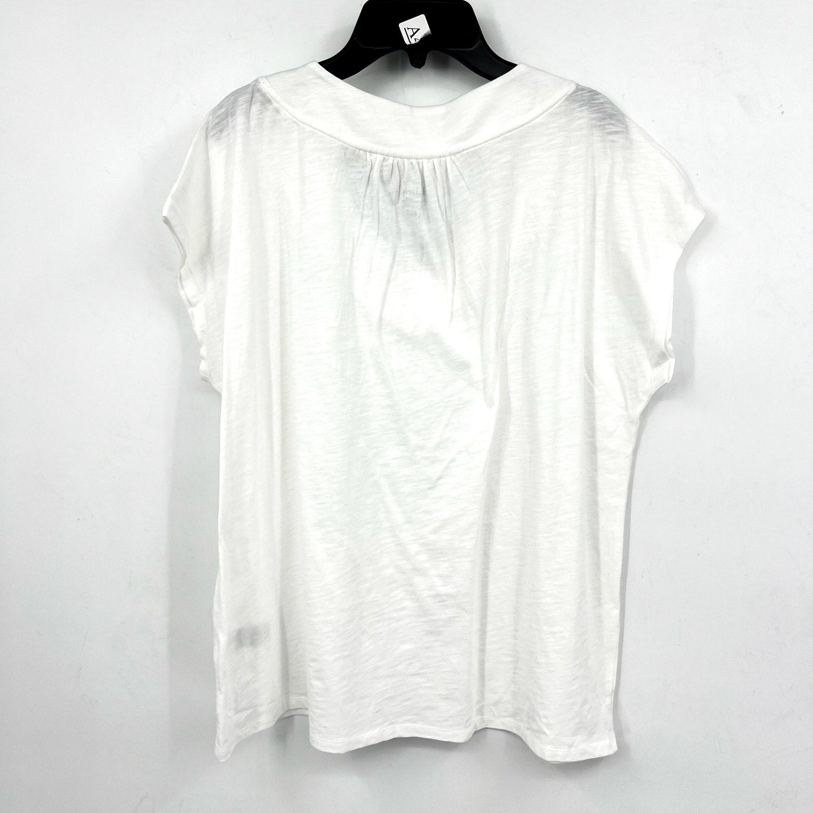 L.L BEAN Women's Organic Cotton V-Neck Cap-Sleeve Tee Large Reg White NWT