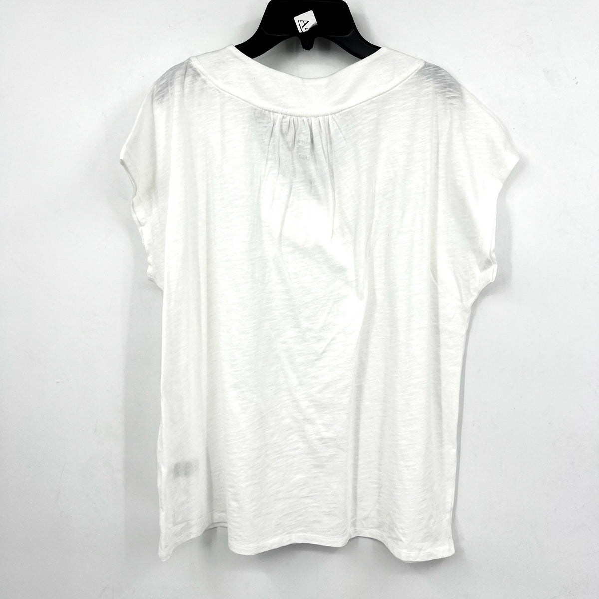 L.L BEAN Women's Organic Cotton V-Neck Cap-Sleeve Tee Large Reg White NWT