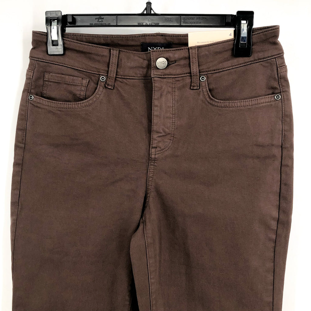 NYDJ Women's Marilyn Straight Jeans Size 4 Brown High Rise 32" Inseam NWT