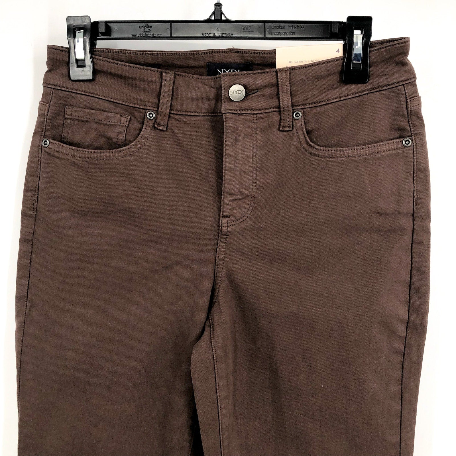 NYDJ Women's Marilyn Straight Jeans Size 4 Brown High Rise 32" Inseam NWT