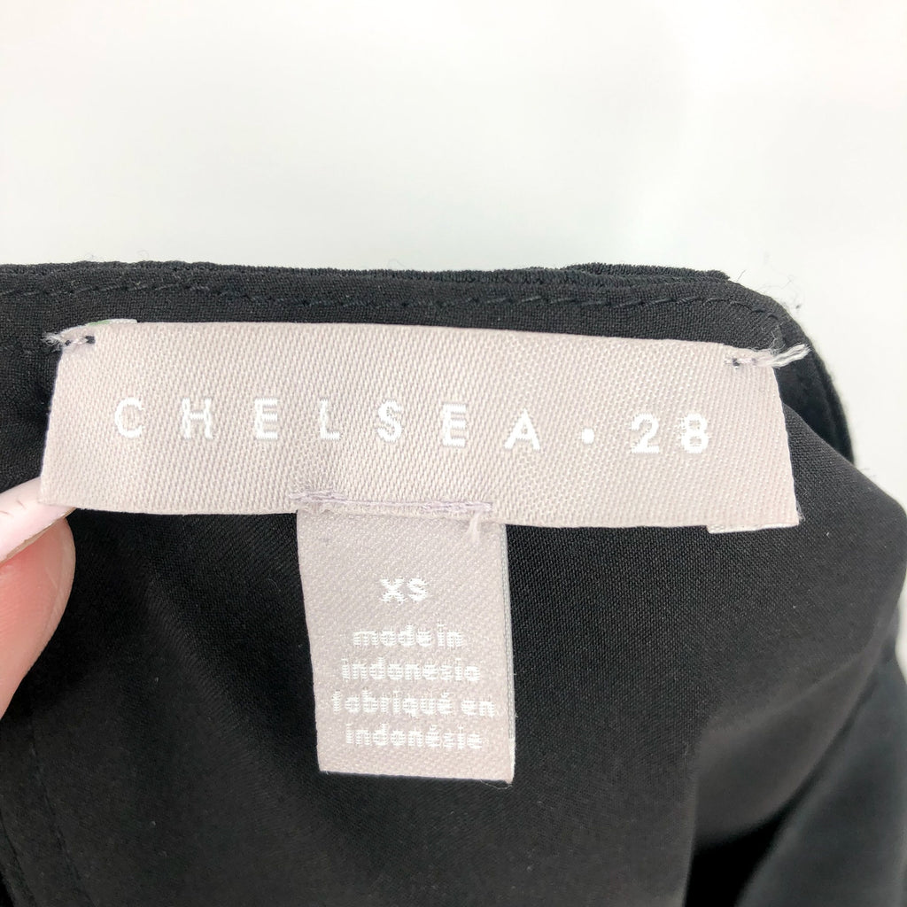 CHELSEA28 Womens Puff Sleeve Mini Dress XS Black Satin Long Sleeve Cut-Out NWT