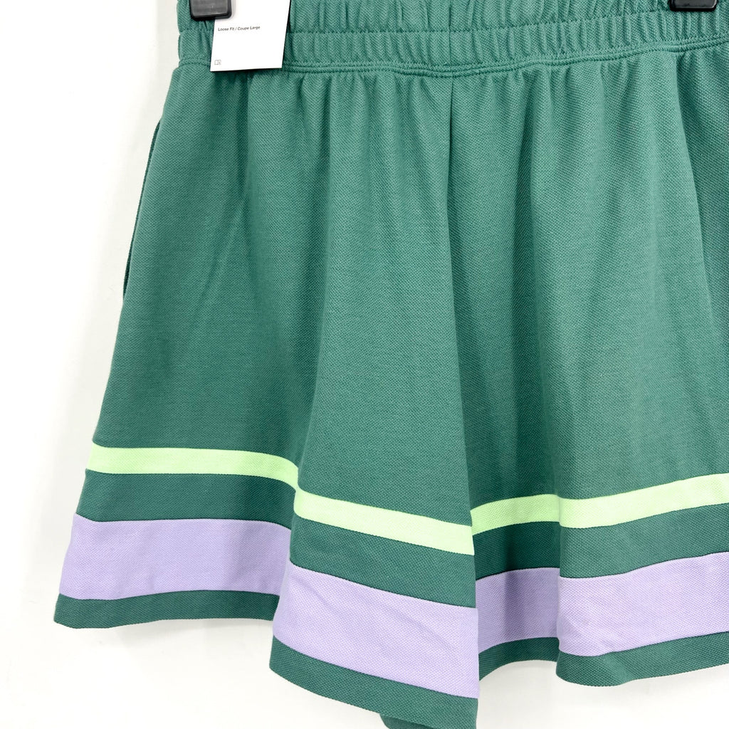 Nike Girls School Athletic Shorts Large Green Bicoastal Stripe Loose Fit NWT