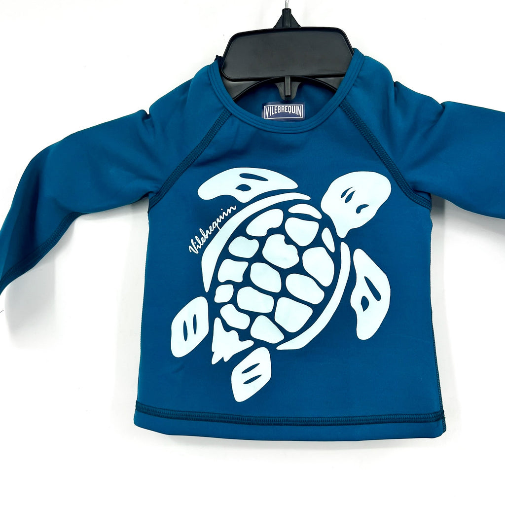 VILEBREQUIN Kid's Glassy Printed Rashguard Top 3/4 Years Old 6 ANS Paon Blue NWT