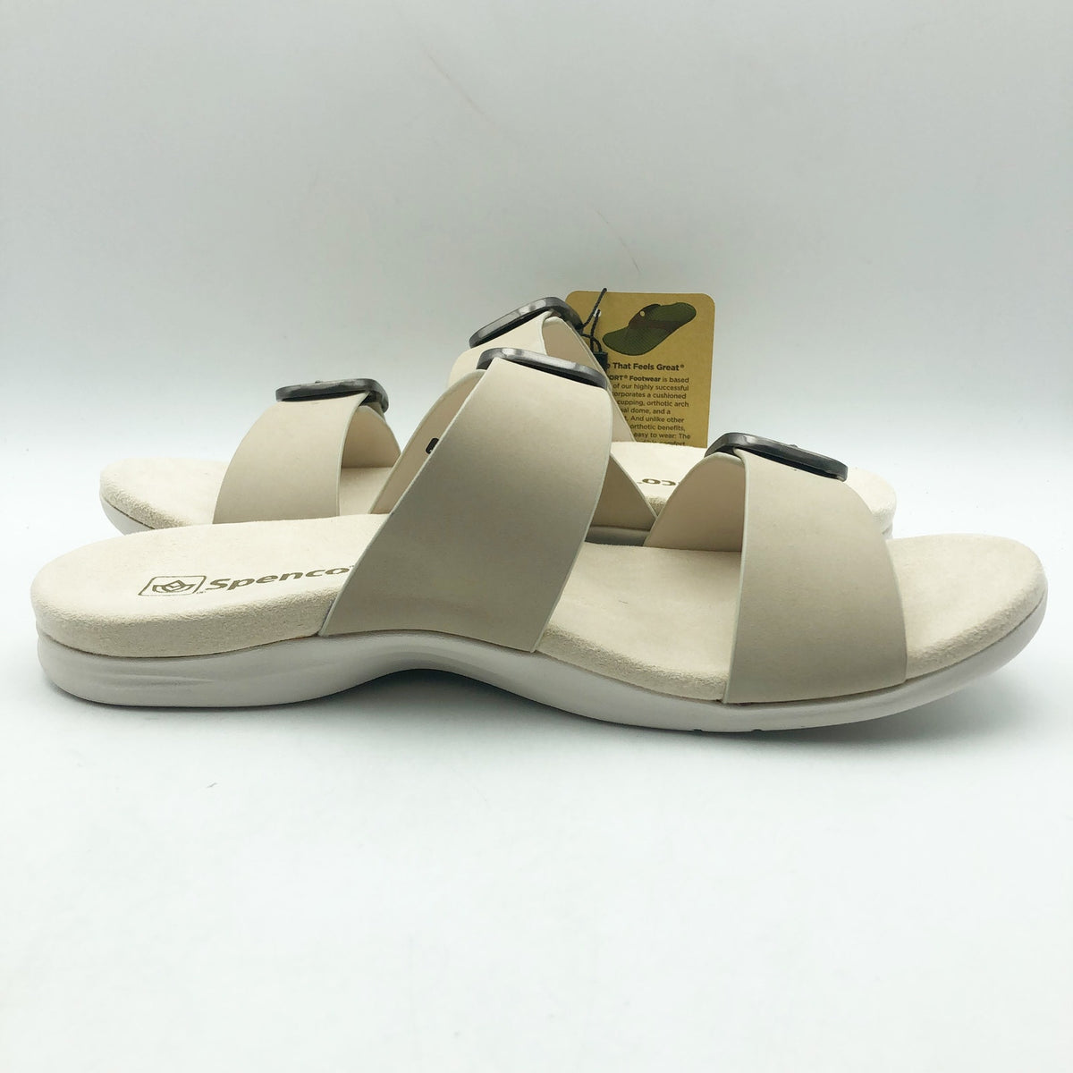 Spenco Womens Vista Slip On Sandals US 7.5 WIDE Grey Morn Leather APMA NIB