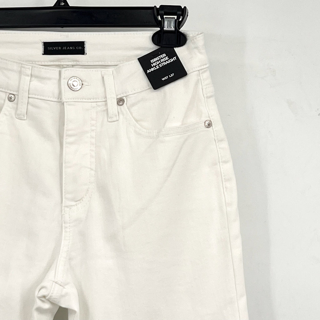 SILVER JEANS CO. Isbister Straight Leg Ankle Jeans 27x27 US 4 White Stretch NWT