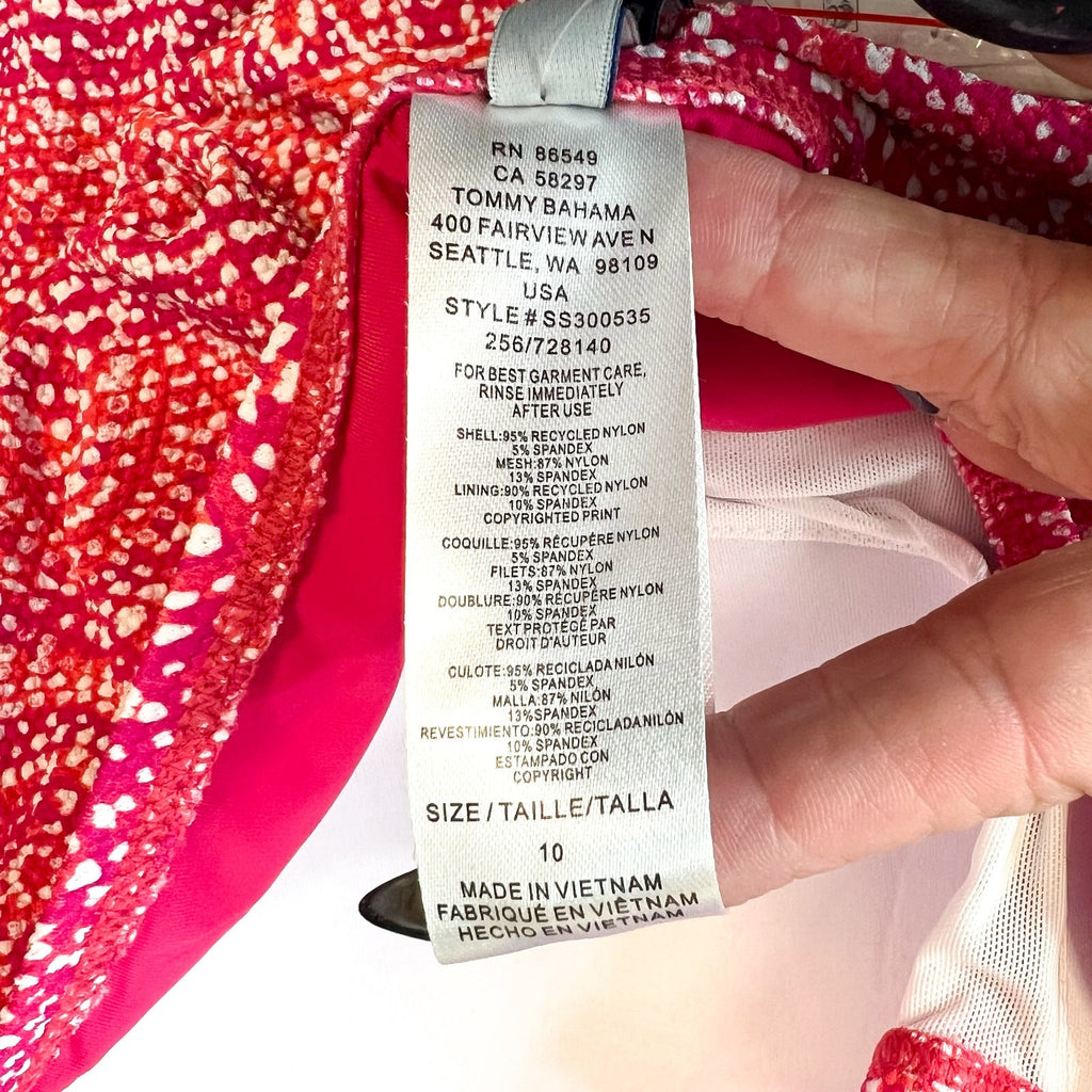 TOMMY BAHAMA Island Cays Point Bandeau One Piece Swimsuit Size 10 Pink Maui NWT