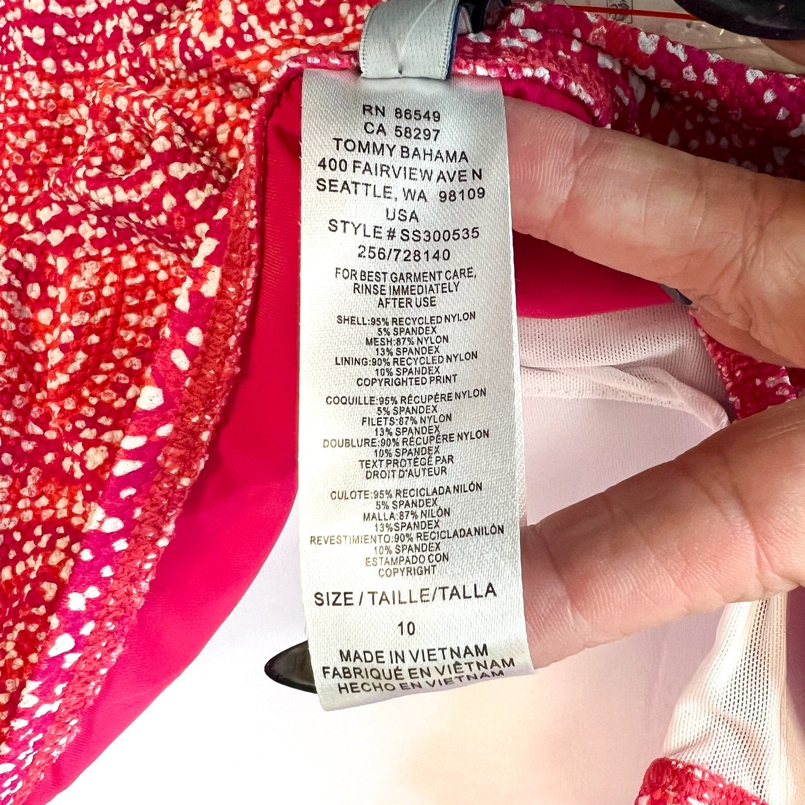 TOMMY BAHAMA Island Cays Point Bandeau One Piece Swimsuit Size 10 Pink Maui NWT