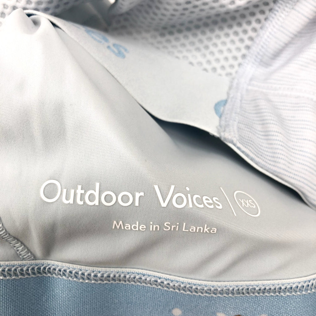 OUTDOOR VOICES Women's Doing Things Sports Bra XXS Light Blue Ice Racerback NWT
