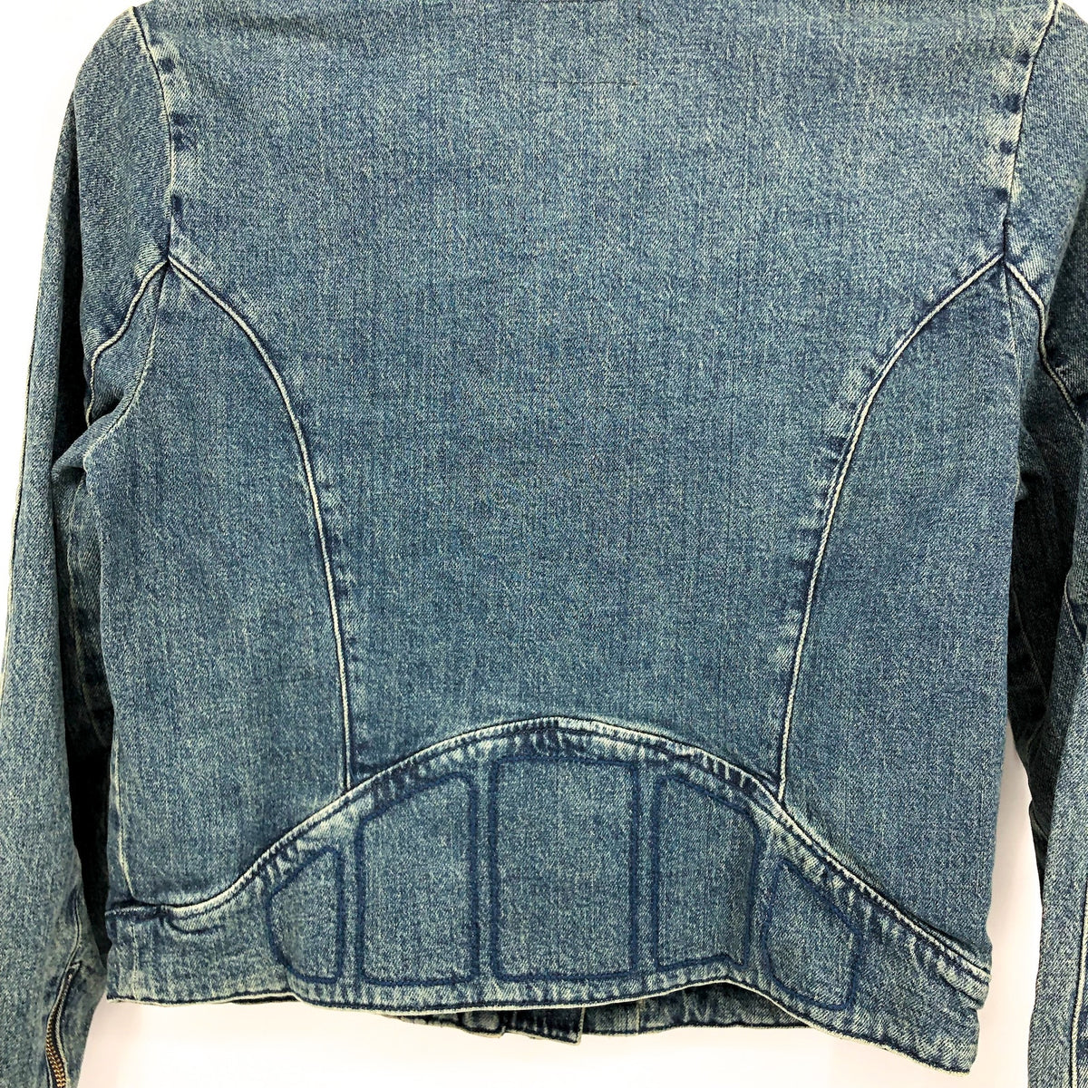 FREE PEOPLE x WE THE FREE Fast Lane Denim Moto Jacket Small Alchemy Blue NWT