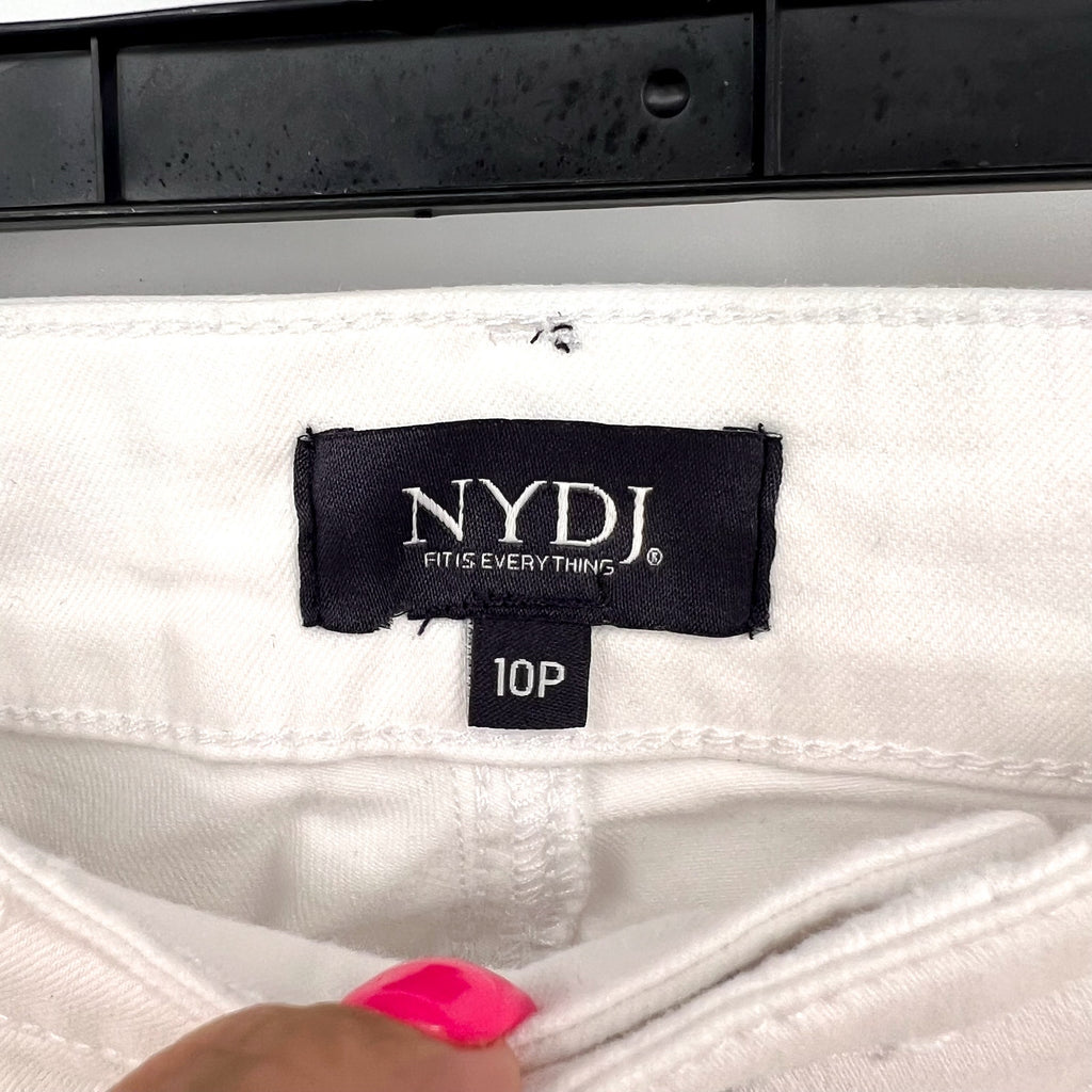 NYDJ Womens Ella Denim Shorts Size 10 PETITE Optic White 8" Inseam NWT