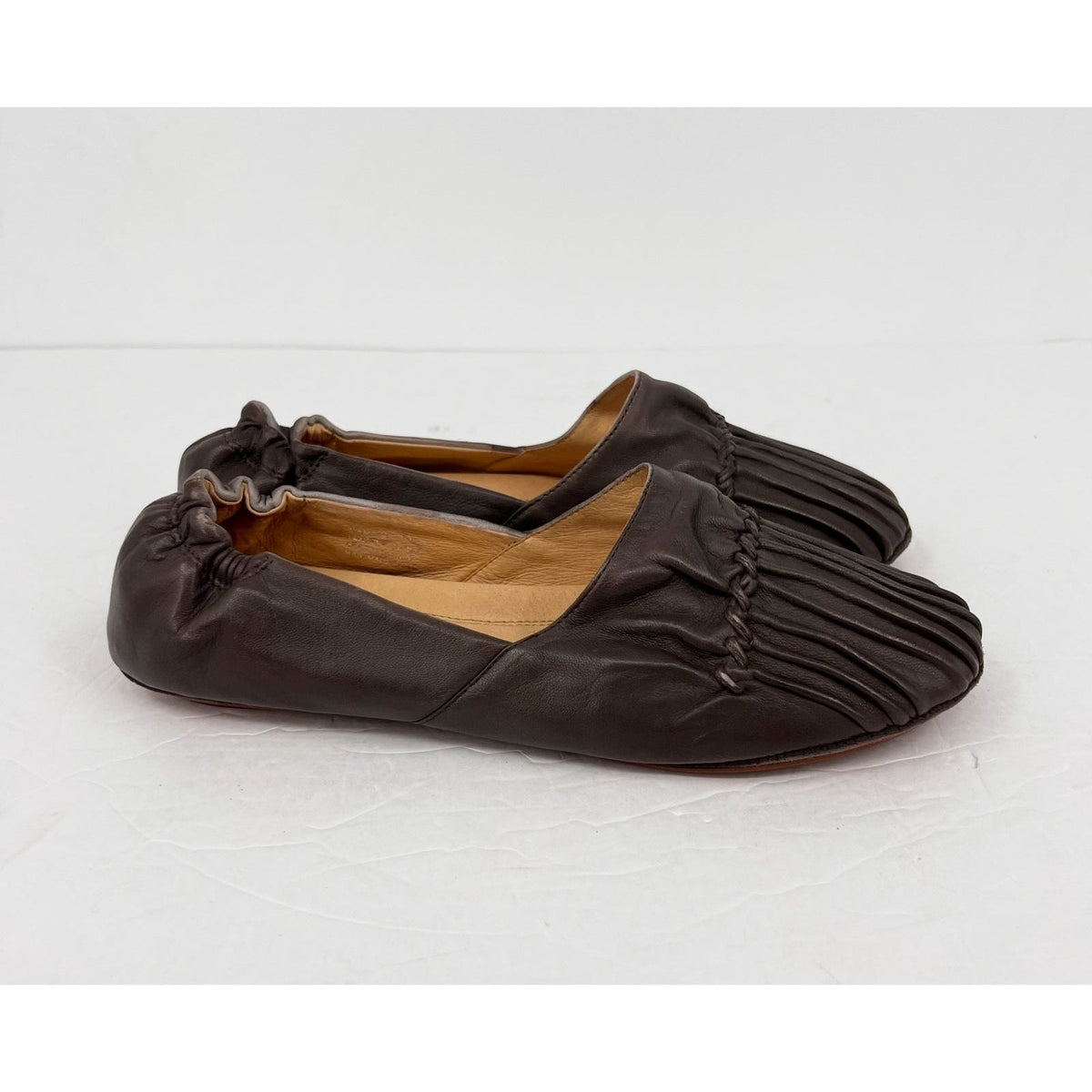 Chocolat Blu Womens Cam 2 Pleated Ballet Flats Size 10 Brown Grey Leather NIB