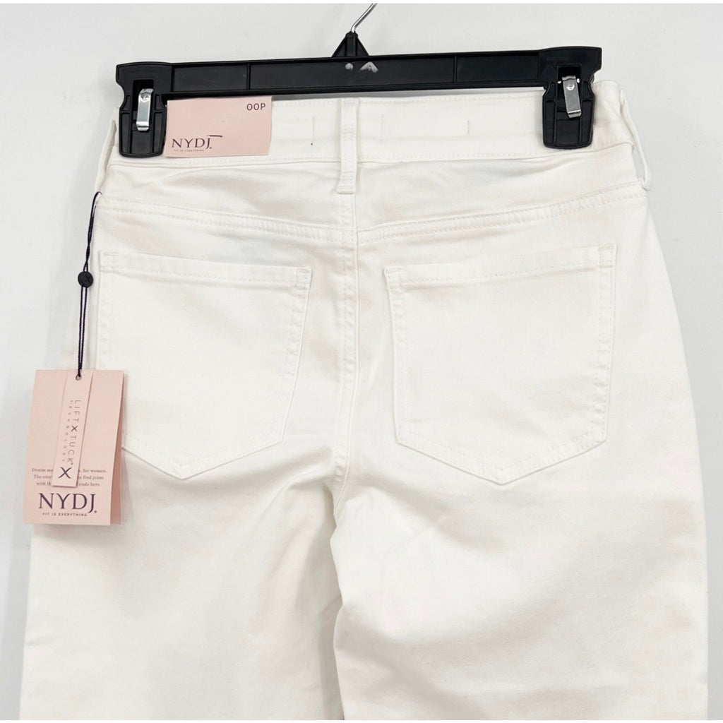 NYDJ Womens's Briella Denim Shorts Size 00 Petite Optic White Cuffs Bermuda NWT