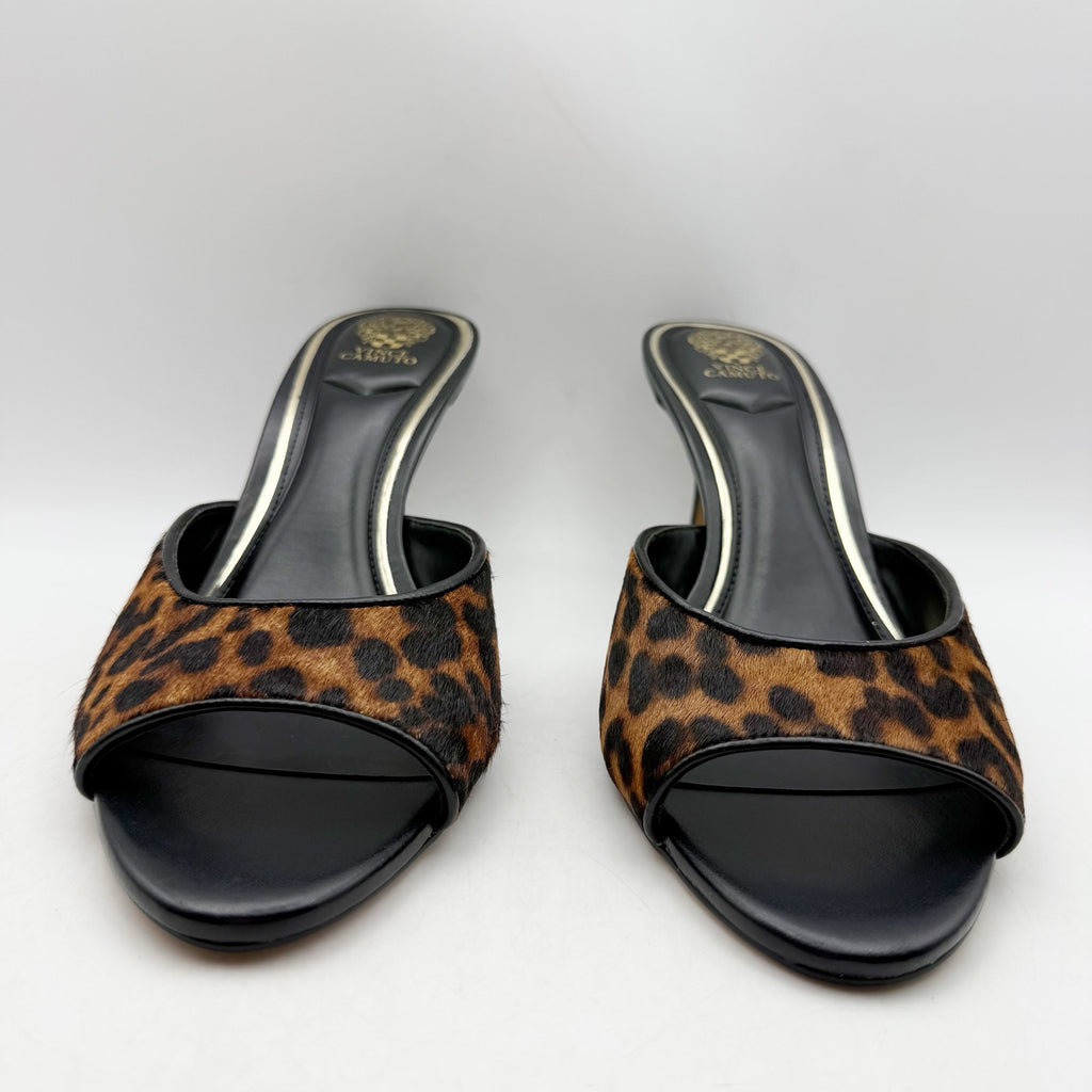 Vince Camuto Womens Prynn Heel Sandals US 11 M EU 42.5 Brown Black Calf Hair NIB