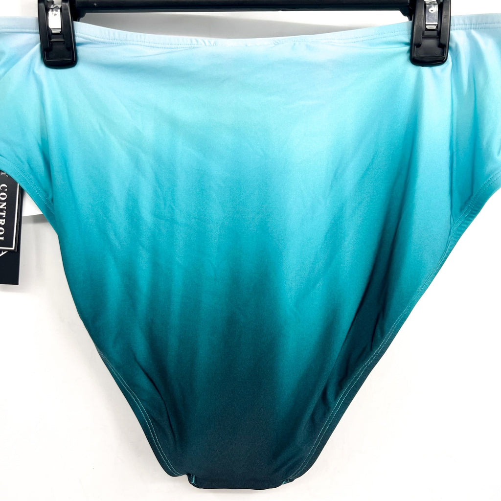 LA BLANCA Womens Ombre Bikini Bottom Size 16 Turquoise Blue V Cut High Waist NWT